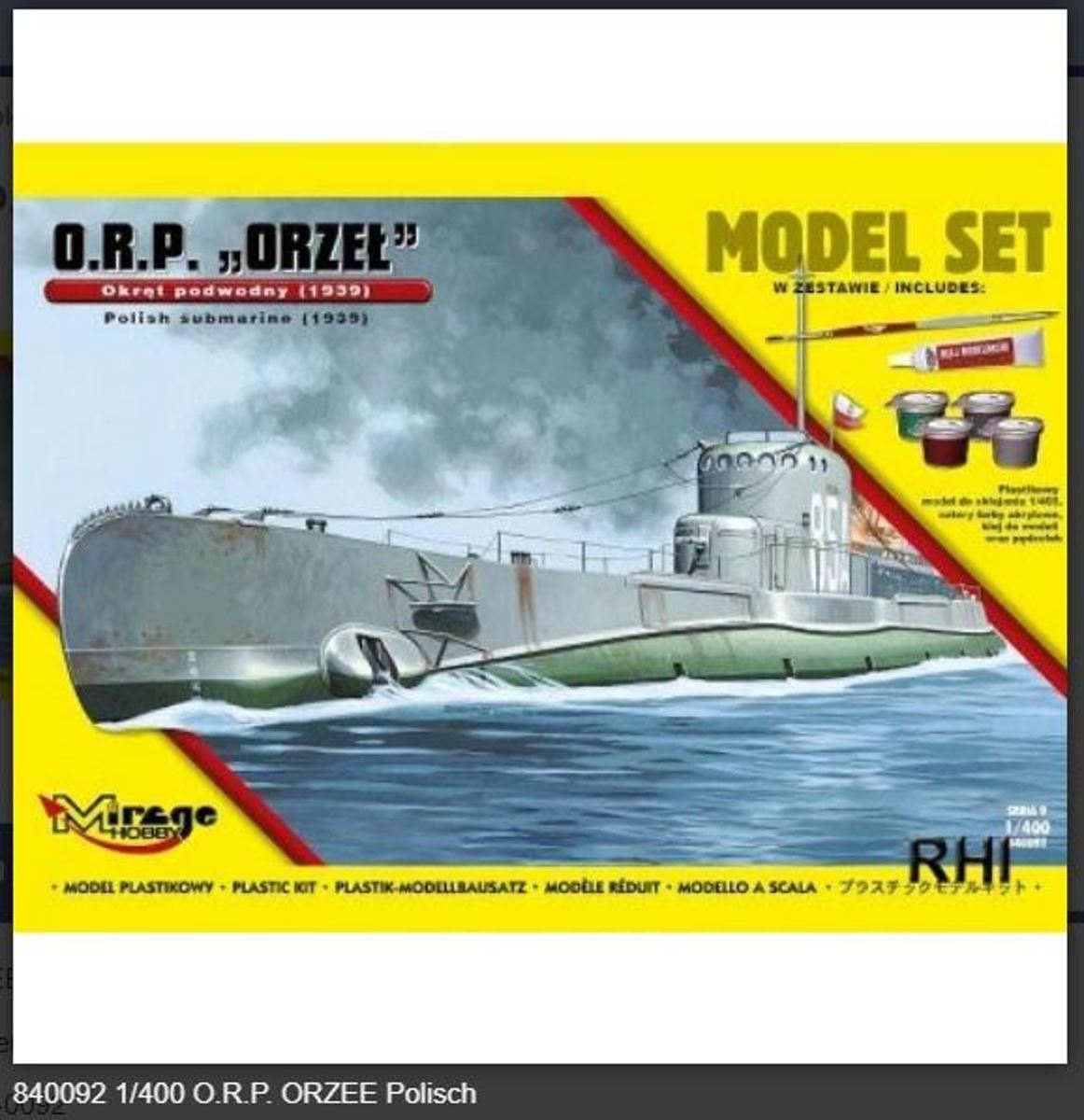 Mirage-Hobby 840092 ORP Orzeł [Polski Okręt Podwodny 1939] (MODEL SET)